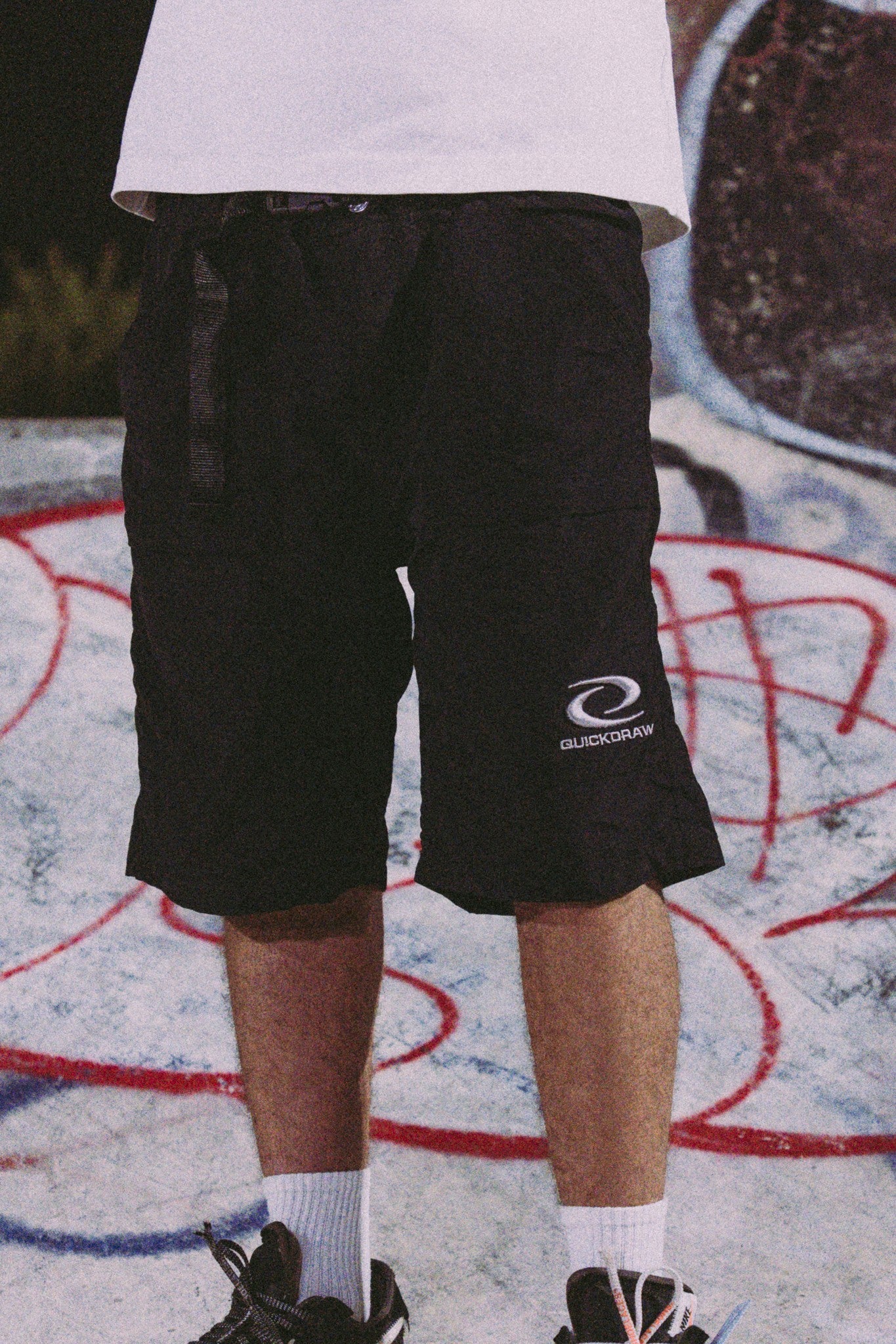 'Utility Black' Nylon Cargo Shorts